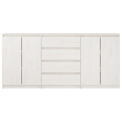 Armoires latérales 3 pcs blanc Bois de pin massif