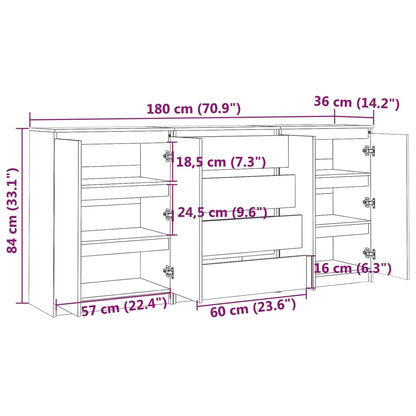 Armoires latérales 3 pcs blanc Bois de pin massif