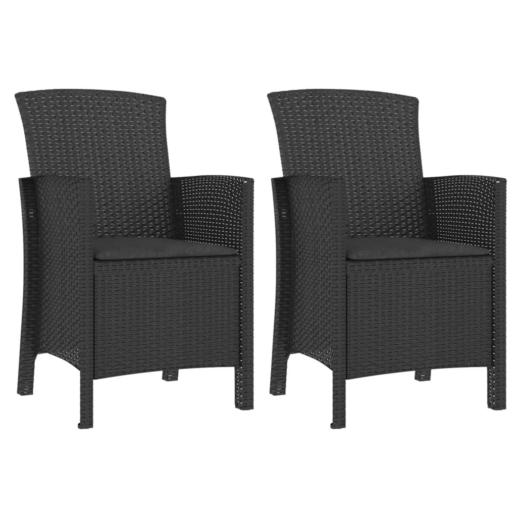 Chaises de jardin lot de 2 avec coussins Rotin PP Graphite