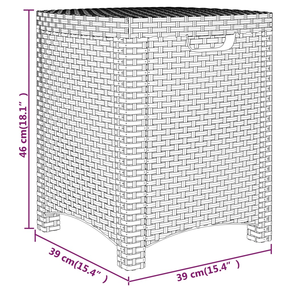 Boîte de rangement de jardin 39x39x46 cm Rotin PP Marron