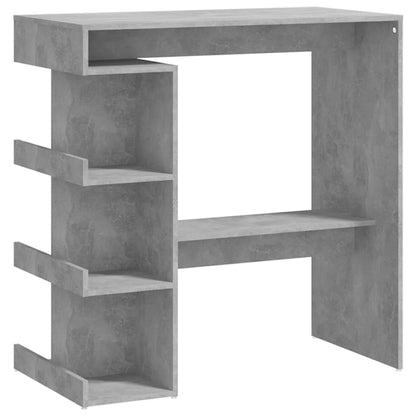 Table de bar étagère de rangement Gris béton Bois d'ingénierie