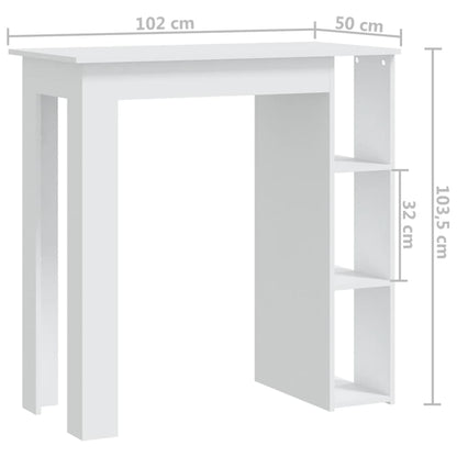 Table de bar et étagère Blanc 102x50x103,5 cm Bois d'ingénierie