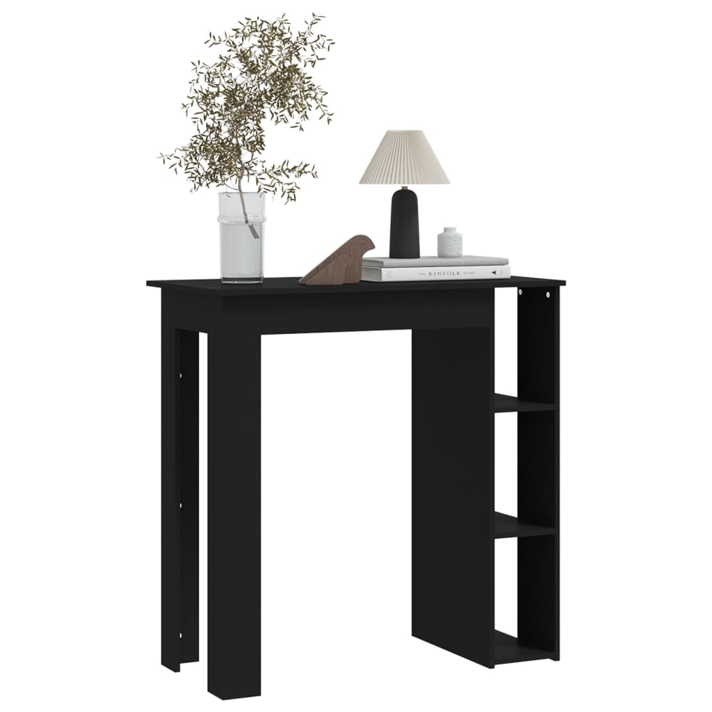 Table de bar avec étagère Noir 102x50x103,5cm Bois d'ingénierie