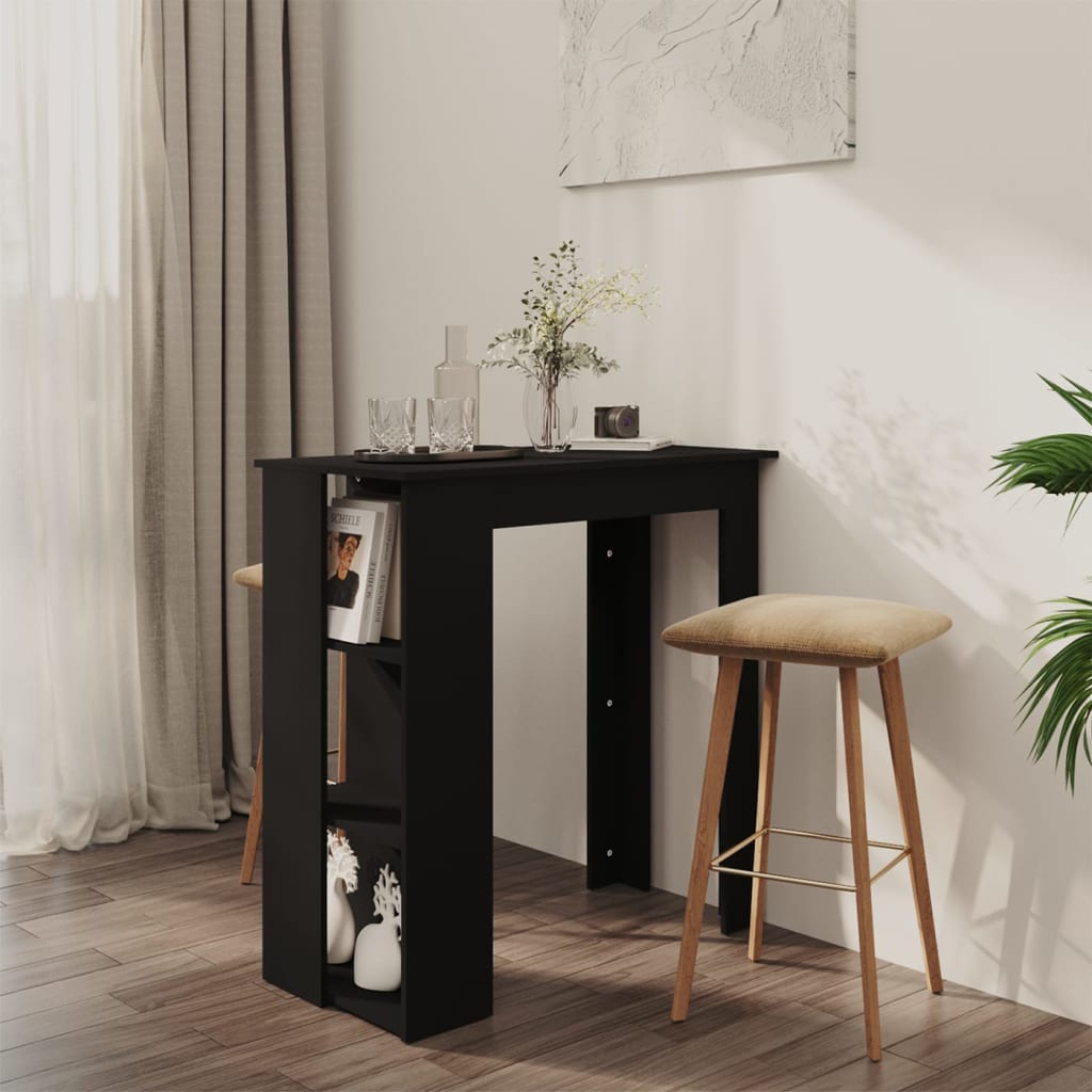 Table de bar avec étagère Noir 102x50x103,5cm Bois d'ingénierie