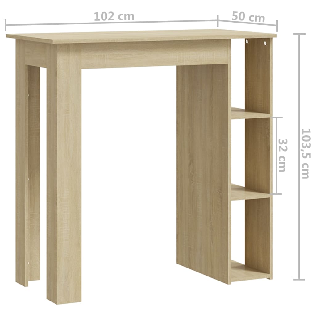 Table de bar avec étagère Chêne sonoma Bois d'ingénierie