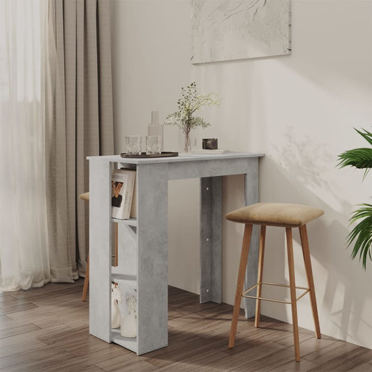 Table de bar avec étagère Gris béton Bois d'ingénierie