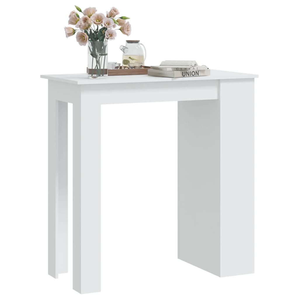 Table de bar rangement Blanc 102x50x103,5 cm Bois d'ingénierie