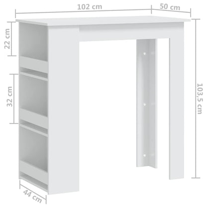 Table de bar rangement Blanc 102x50x103,5 cm Bois d'ingénierie