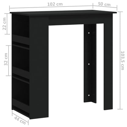 Table de bar et rangement Noir 102x50x103,5cm Bois d'ingénierie