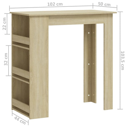 Table de bar avec rangement Chêne sonoma 102x50x103,5 cm