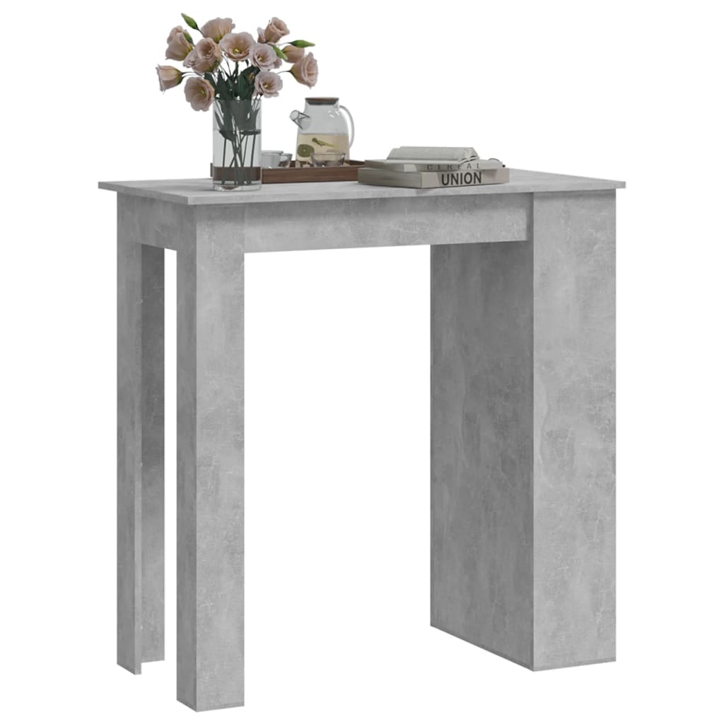 Table de bar à étagère de rangement Gris béton 102x50x103,5 cm