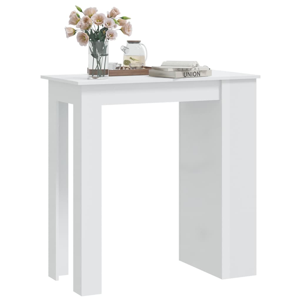 Table de bar étagère de rangement Blanc brillant 102x50x103,5cm