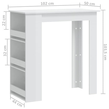 Table de bar étagère de rangement Blanc brillant 102x50x103,5cm