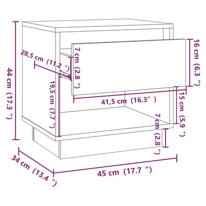 Table de chevet Gris béton 45x34x44 cm Bois d'ingénierie