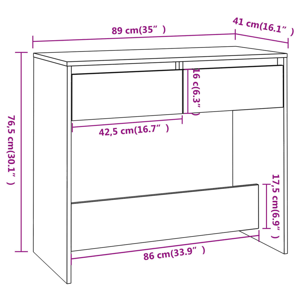 Table console Blanc 89x41x76,5 cm Acier