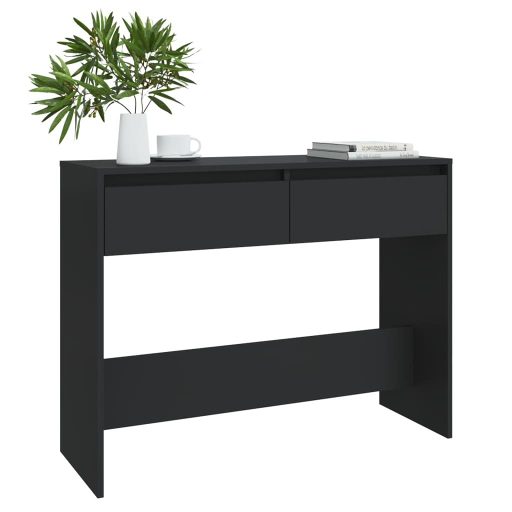 Table console noir 100x35x76,5 cm bois d'ingénierie