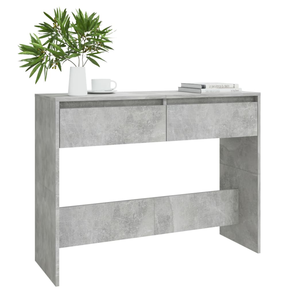 Table console gris béton 100x35x76,5 cm bois d'ingénierie