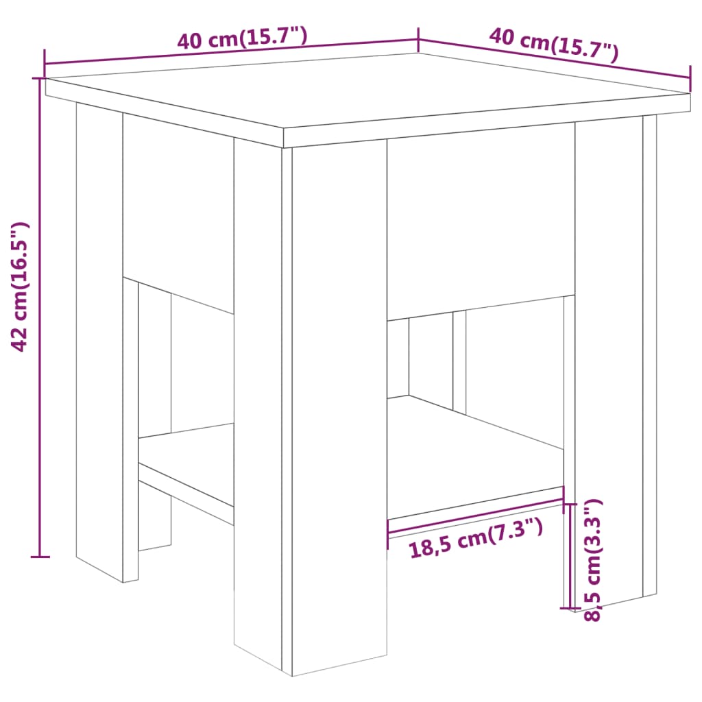 Table basse Blanc 40x40x42 cm Bois d'ingénierie