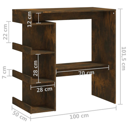 Table de bar et étagère de rangement chêne fumé bois ingénierie