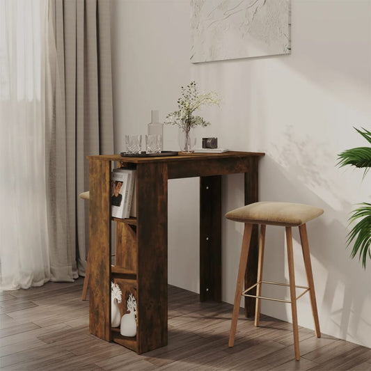 Table de bar avec étagère chêne fumé bois d'ingénierie