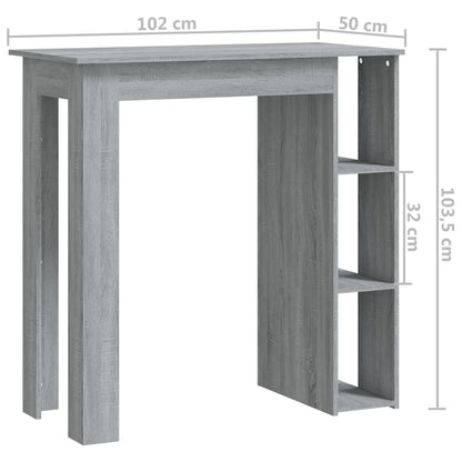 Table de bar avec étagère sonoma gris bois d'ingénierie