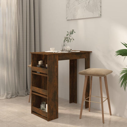 Table de bar et étagère de rangement Chêne fumé 102x50x103,5 cm