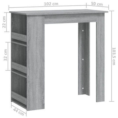 Table de bar avec rangement sonoma gris bois d'ingénierie