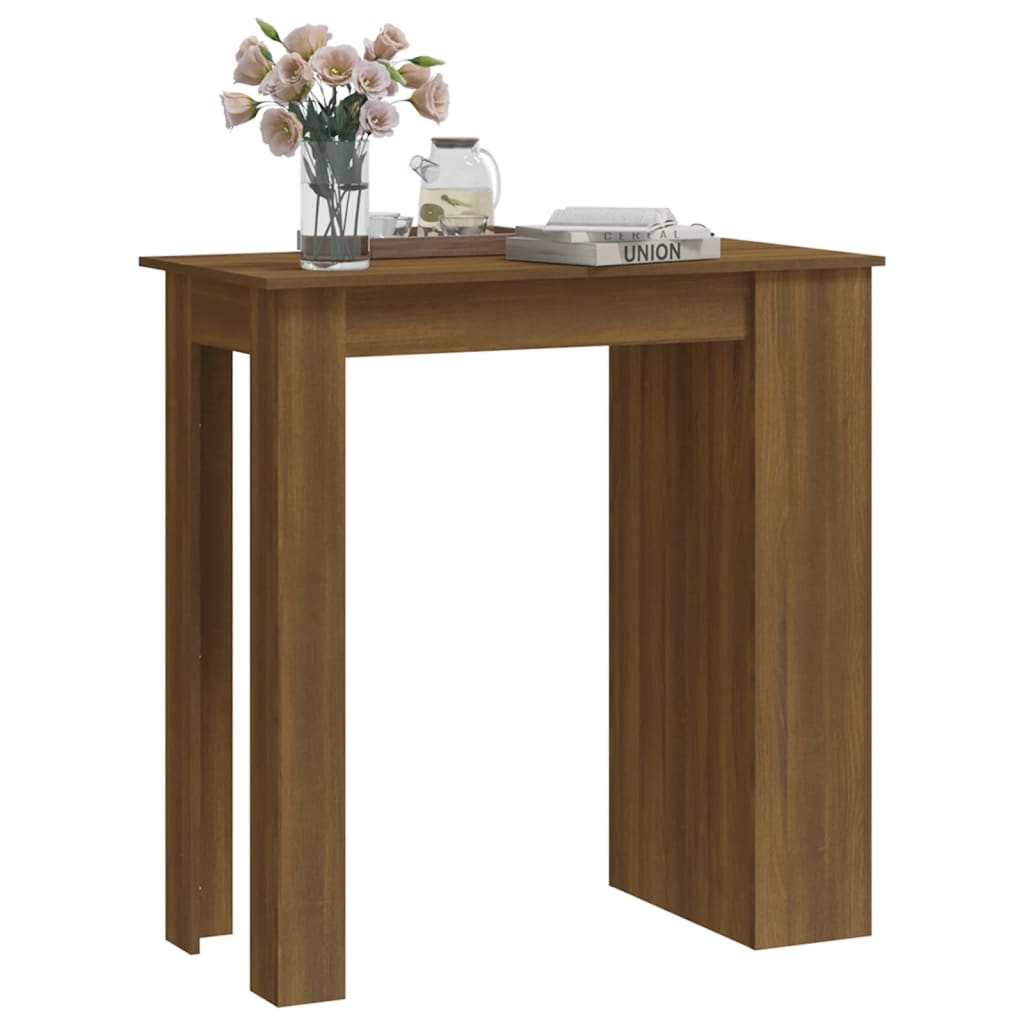 Table de bar et rangement chêne marron bois d'ingénierie