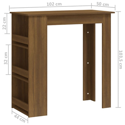 Table de bar et rangement chêne marron bois d'ingénierie