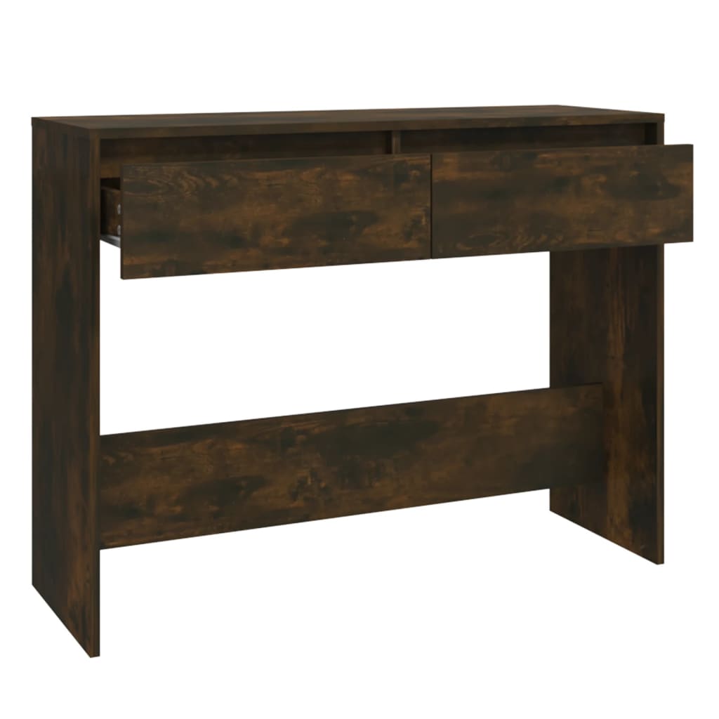 Table console chêne fumé 100x35x76,5 cm bois d'ingénierie