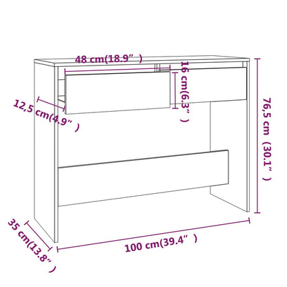 Table console chêne fumé 100x35x76,5 cm bois d'ingénierie