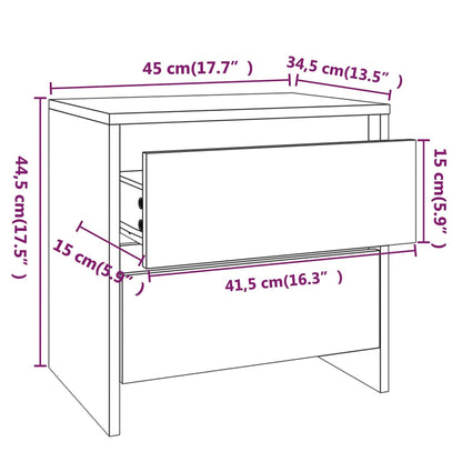 Tables de chevet 2pcs chêne fumé 45x34,5x44,5cm bois ingénierie