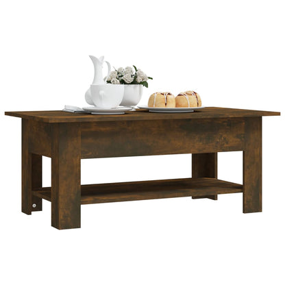 Table basse chêne fumé 102x55x42 cm bois d'ingénierie