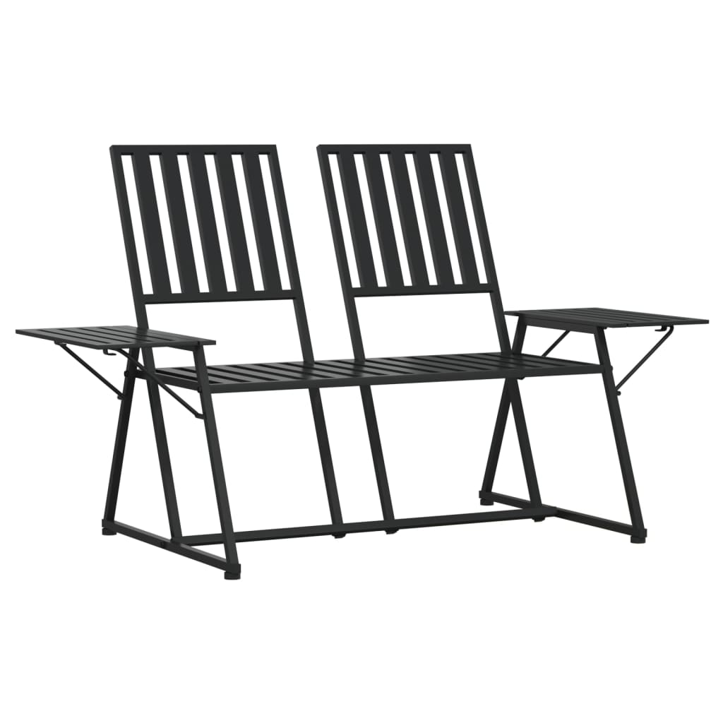 Banc de jardin 2 places 165 cm Noir Acier