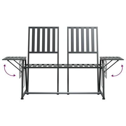 Banc de jardin 2 places 165 cm Noir Acier