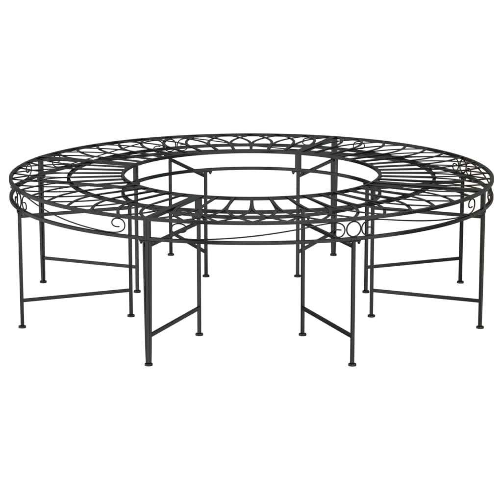 Banc circulaire tour d'arbre Ø160 cm Noir Acier