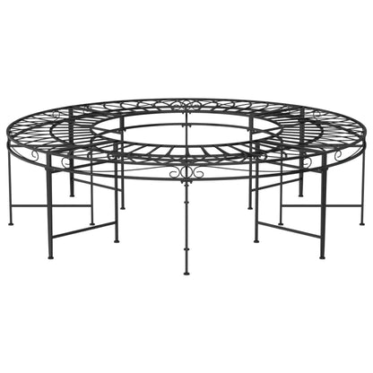 Banc circulaire tour d'arbre Ø160 cm Noir Acier