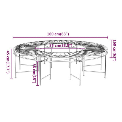 Banc circulaire tour d'arbre Ø160 cm Noir Acier