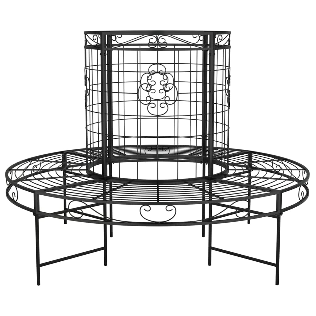 Banc circulaire tour d'arbre Ø137 cm Noir Acier