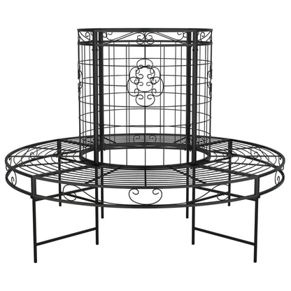 Banc circulaire tour d'arbre Ø137 cm Noir Acier