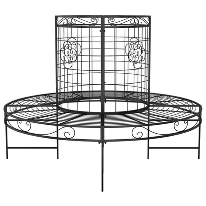 Banc circulaire tour d'arbre Ø137 cm Noir Acier