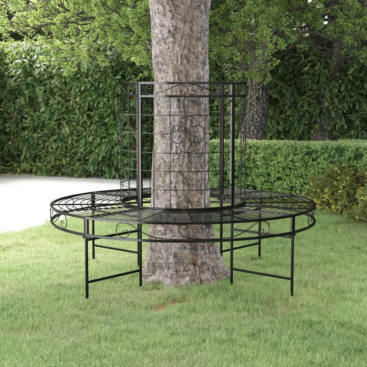 Banc circulaire tour d'arbre Ø137 cm Noir Acier