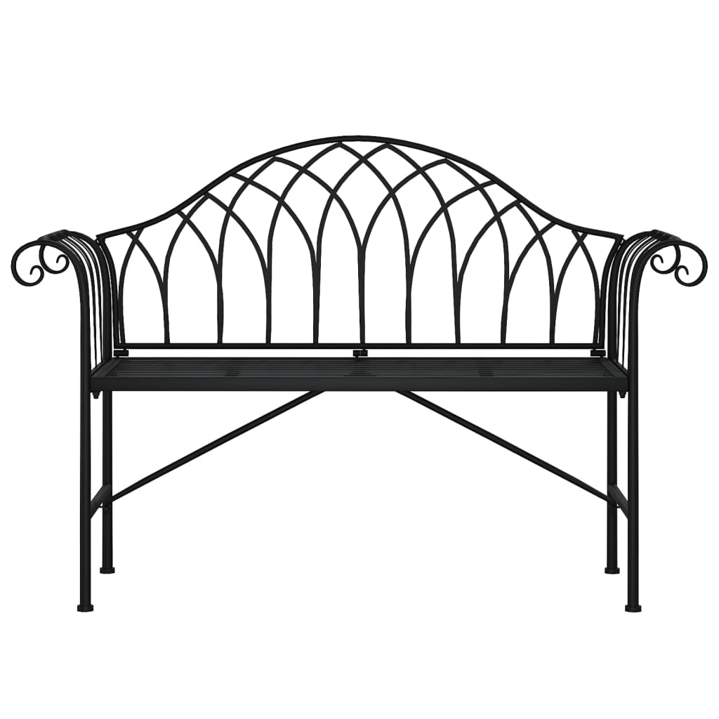 Banc de jardin 2 places 128 cm Noir Acier