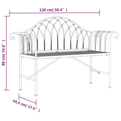 Banc de jardin 2 places 128 cm Noir Acier