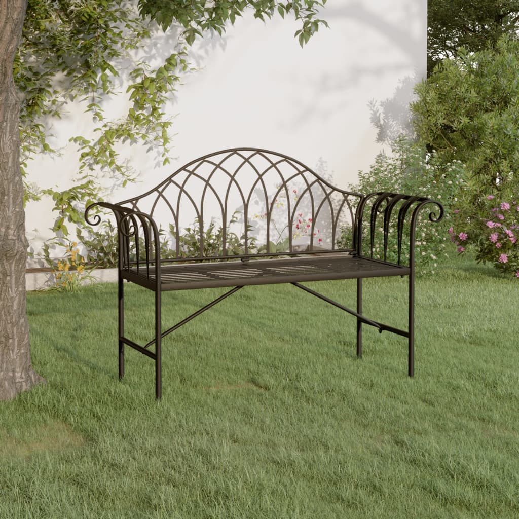 Banc de jardin 2 places 128 cm Noir Acier