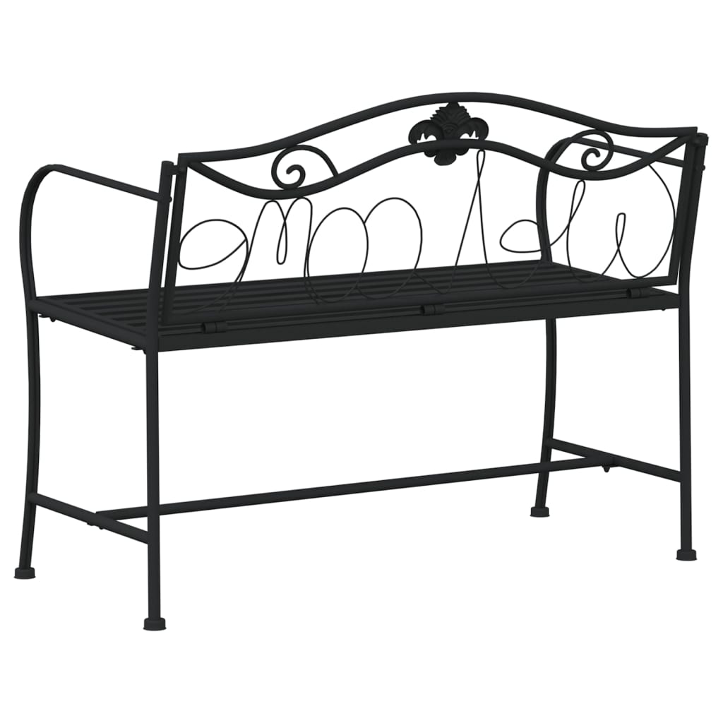 Banc de jardin 2 places 104 cm Noir Acier