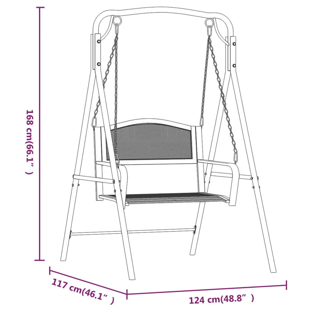 Balancelle 124 cm Noir Acier