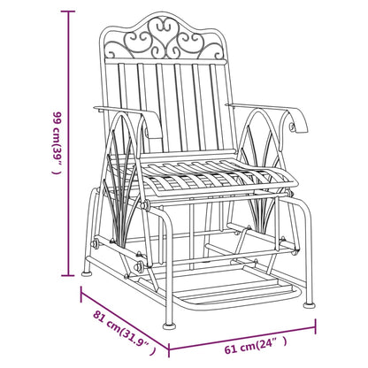 Banc coulissant 61 cm Noir Acier