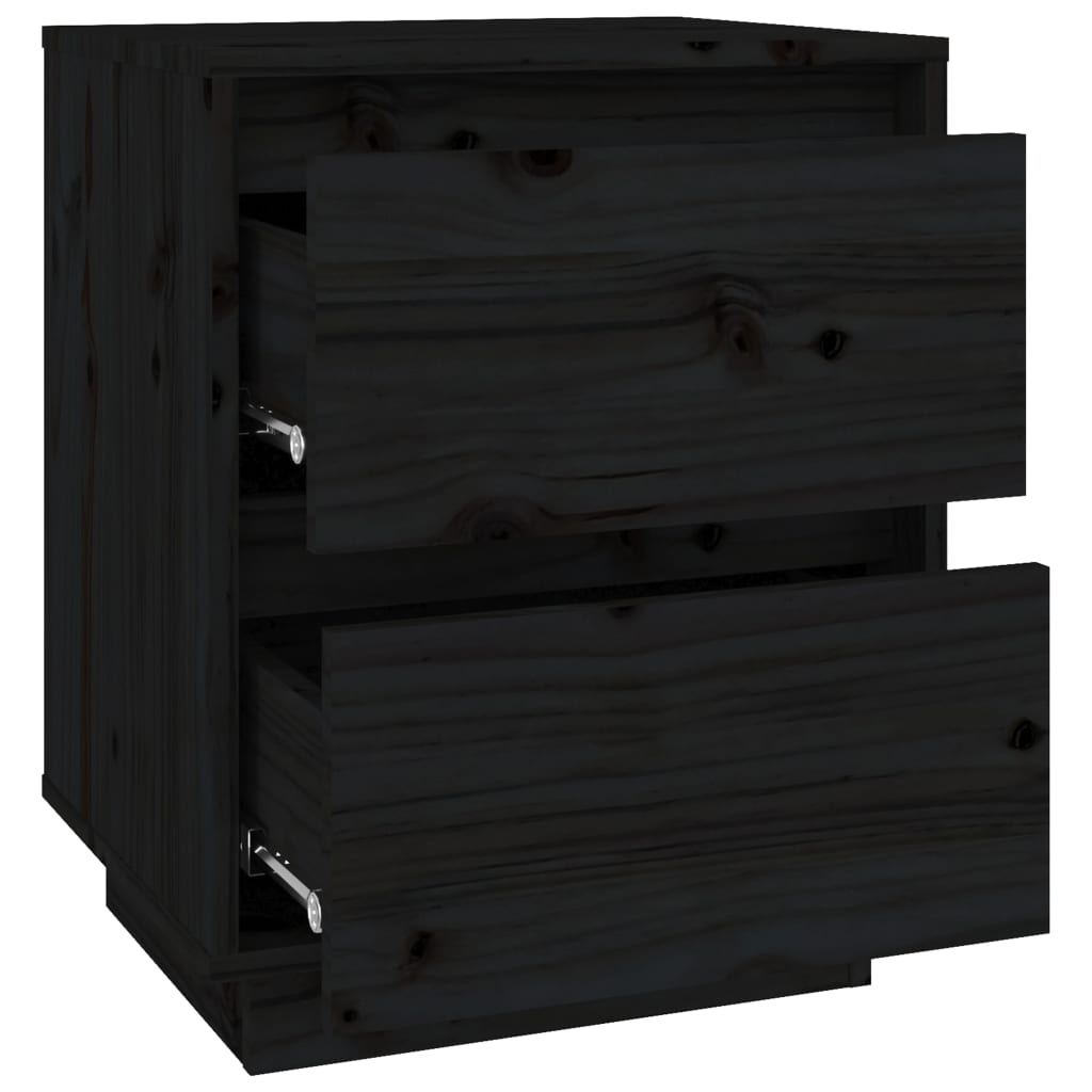 Tables de chevet 2 pcs Noir 40x35x50 cm Bois de pin solide