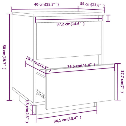 Tables de chevet 2 pcs Noir 40x35x50 cm Bois de pin solide